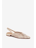 Dámské béžové ploché sandály Plecione Lelrene