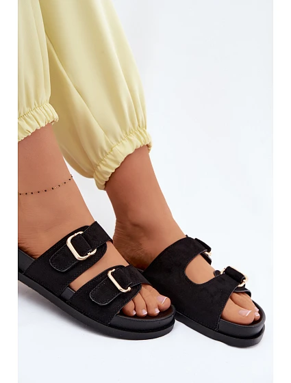 Dámské pantofle se zlatými sponami Černé Pelorin Dámské pantofle se zlatými sponami Černé Pelorin