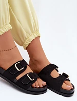 Dámské pantofle se zlatými sponami Černé Pelorin