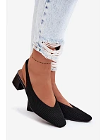 Materiálové dámské sandály na podpatku Černé Marcelle Materiálové dámské sandály na podpatku Černé Marcelle