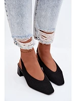 Materiálové dámské sandály na podpatku Černé Marcelle Materiálové dámské sandály na podpatku Černé Marcelle