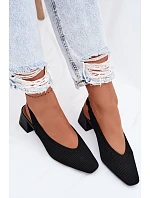 Materiálové dámské sandály na podpatku Černé Marcelle Materiálové dámské sandály na podpatku Černé Marcelle