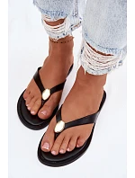 Dámské ploché žabky s zlatým detailem Černé Tella