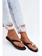 Dámské ploché žabky s zlatým detailem Černé Tella