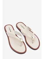 Dámské ploché žabky se zlatým detailem Světle béžové Tella Dámské ploché žabky se zlatým detailem Světle béžové Tella
