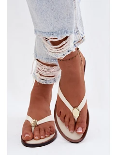 Dámské ploché žabky se zlatým detailem Světle béžové Tella