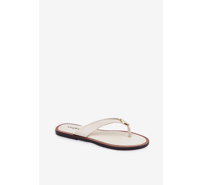 Dámské ploché žabky se zlatým detailem Světle béžové Tella Dámské ploché žabky se zlatým detailem Světle béžové Tella