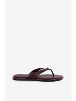 Dámské ploché žabky s zlatým detailem čokoládové Tella Dámské ploché žabky s zlatým detailem čokoládové Tella