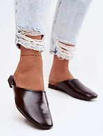 Dámské Mules z Umělé Kůže Ploché Čokoládové Romelle