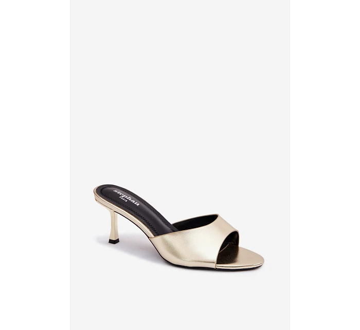 Sandály z umělé kůže na jehlovém podpatku Zlaté Melissea Sandály z umělé kůže na jehlovém podpatku Zlaté Melissea