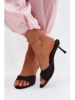 Sandály z imitace semiše na podpatku Černé Melissea