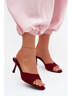 Sandály z imitace semiše na podpatku bordové Melissea