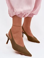 Dámské sandály z síťovaného materiálu na jehle Zelená Emiliana