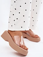 Dámské sandály na platformě s průhledným páskem Béžové Selestia