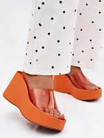 Dámské nazouváky na platformě s průhledným páskem Oranžové Zolretia