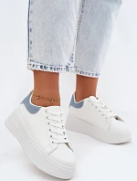 Dámské tenisky na platformě z umělé kůže bílo-modré Calinae