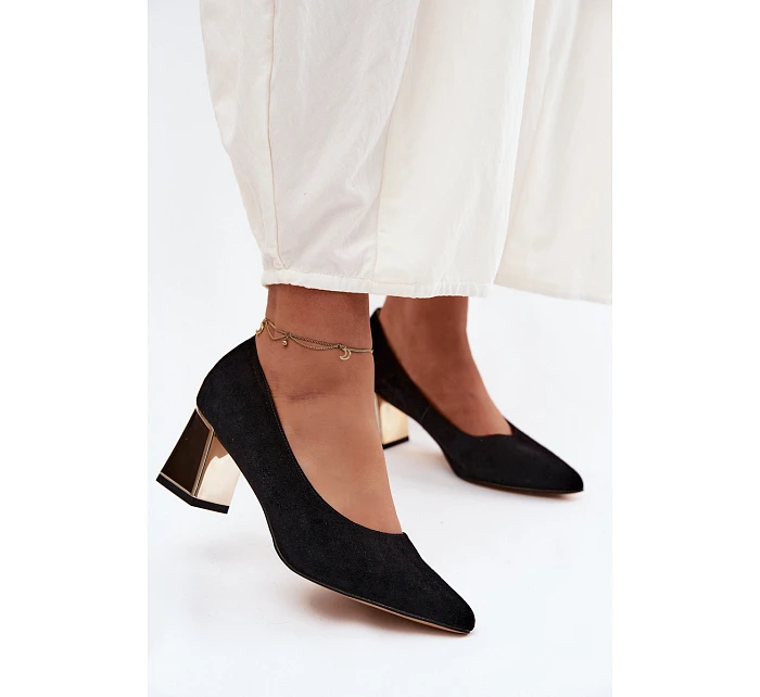 Lodičky z přírodního semiše na podpatku Vinceza 66921 Černé Lodičky z přírodního semiše na podpatku Vinceza 66921 Černé