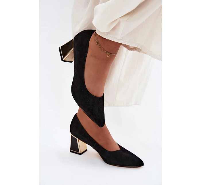 Lodičky z přírodního semiše na podpatku Vinceza 66921 Černé Lodičky z přírodního semiše na podpatku Vinceza 66921 Černé