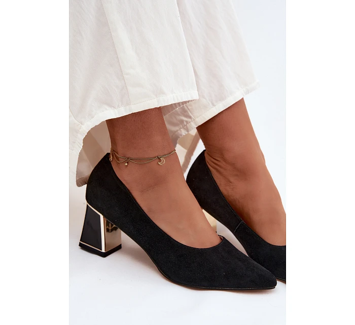 Lodičky z přírodního semiše na podpatku Vinceza 66921 Černé Lodičky z přírodního semiše na podpatku Vinceza 66921 Černé