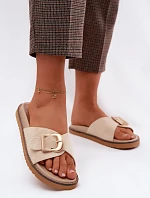 Dámské nazouváky se zlatým přezkou světle béžové Elviane