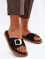 Dámské pantofle Černé se zlatou sponou Elviane