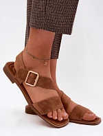 Dámské sandály na nízkém podpatku se zlatou sponou Camel Verissea