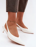 Lakované dámské sandály z umělé kůže na podpatku Bílé Averelle