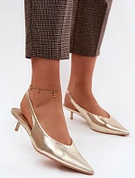Dámské sandály z umělé kůže na podpatku Zlaté Averelle