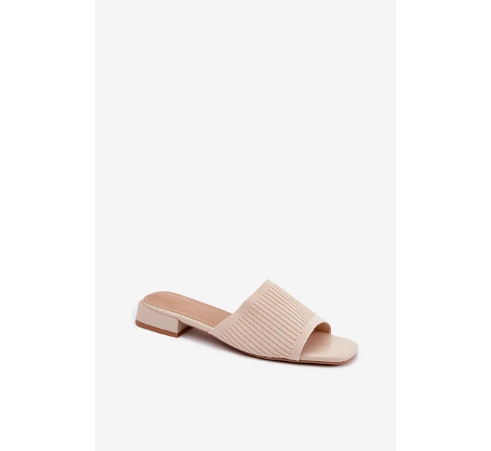 Materiálové dámské pantofle na nízkém podpatku Světle béžové Belissea Materiálové dámské pantofle na nízkém podpatku Světle béžové Belissea