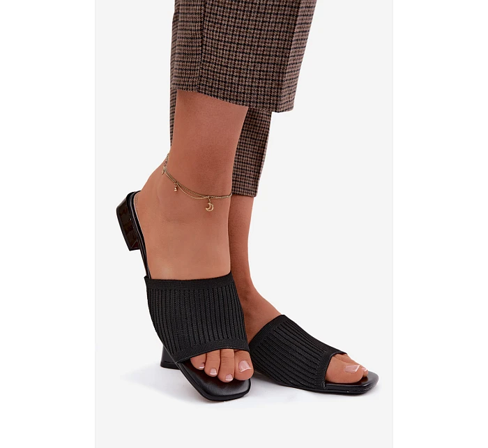 Materiálové dámské pantofle na plochém podpatku Černé Belissea Materiálové dámské pantofle na plochém podpatku Černé Belissea