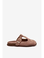 Dámské pantofle Mule z imitace semiše tmavě béžové Melvia