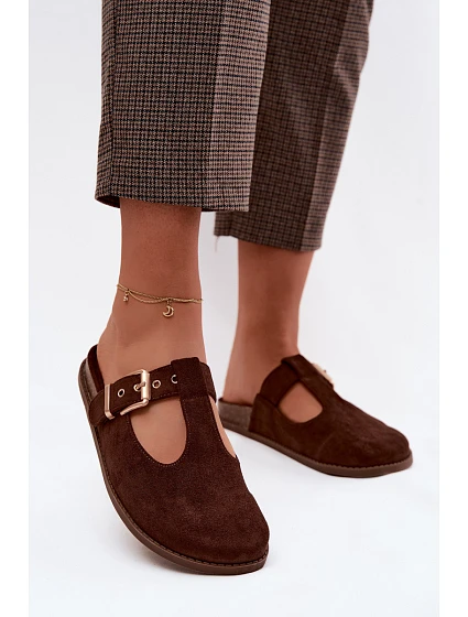 Dámské Mule z umělé semišové hnědé Melvia Dámské Mule z umělé semišové hnědé Melvia