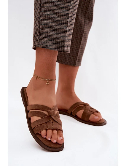 Dámské ploché sandály s pásky Simi semišové hnědé Calvia Dámské ploché sandály s pásky Simi semišové hnědé Calvia