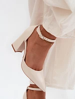 Lodičky na podpatku z imitace kůže světle béžové Selvra