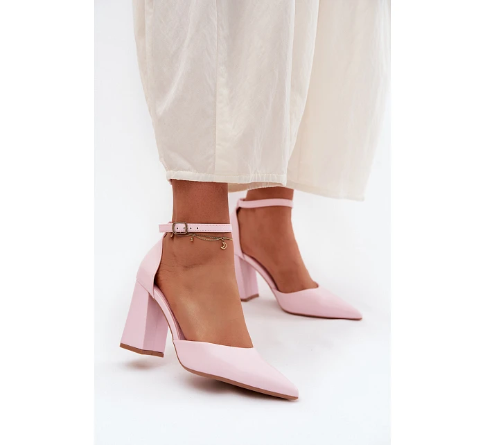 Lodičky na podpatku z umělé kůže Růžové Selvra Lodičky na podpatku z umělé kůže Růžové Selvra