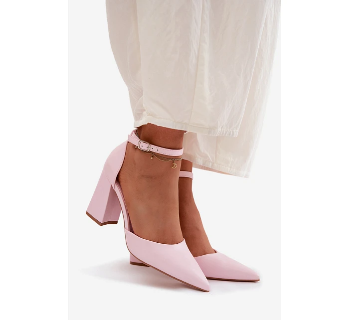 Lodičky na podpatku z umělé kůže Růžové Selvra Lodičky na podpatku z umělé kůže Růžové Selvra
