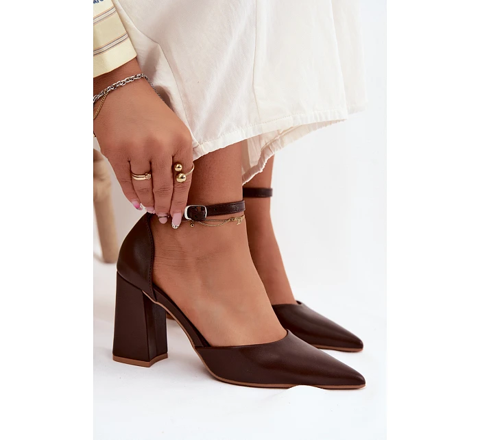 Lodičky na podpatku z imitace kůže Cihlové Selvra Lodičky na podpatku z imitace kůže Cihlové Selvra