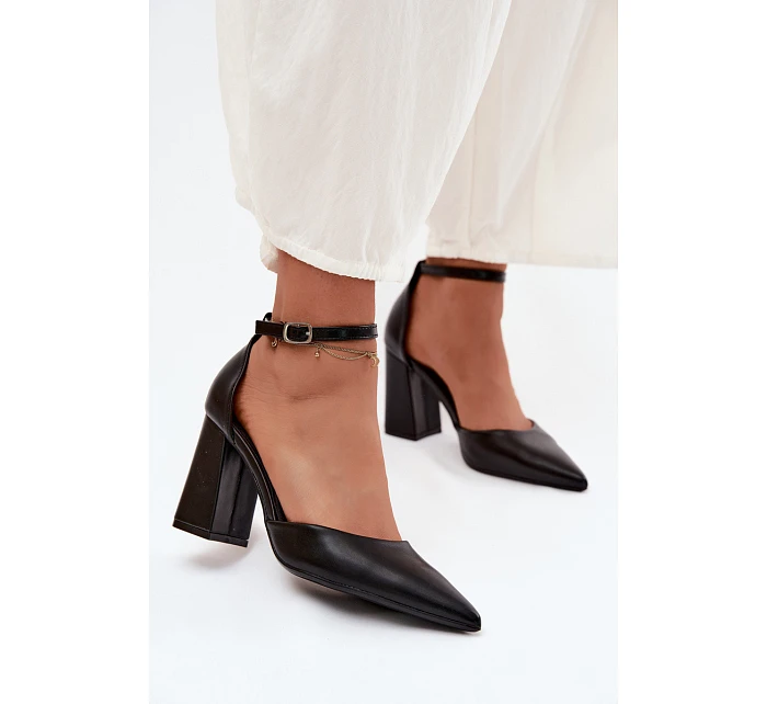 Lodičky na podpatku z imitace kůže Černé Selvra Lodičky na podpatku z imitace kůže Černé Selvra