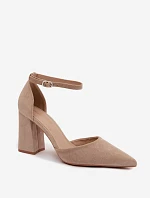 Lodičky na podpatku z imitace semiše béžové Selvra