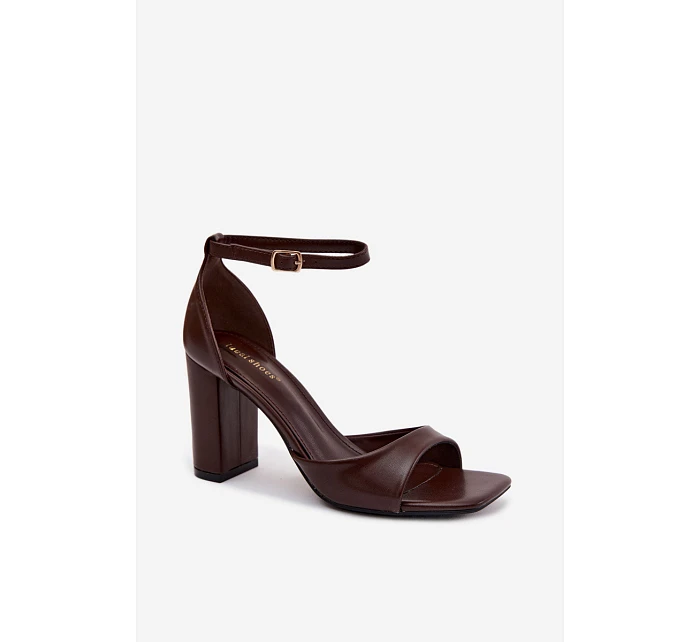 Dámské sandály na podpatku z umělé kůže čokoládové Melvra Dámské sandály na podpatku z umělé kůže čokoládové Melvra