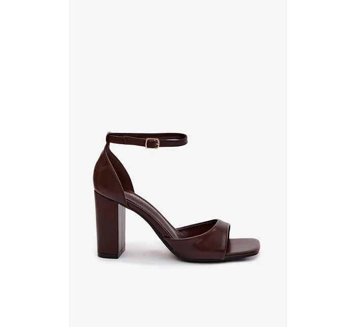 Dámské sandály na podpatku z umělé kůže čokoládové Melvra Dámské sandály na podpatku z umělé kůže čokoládové Melvra