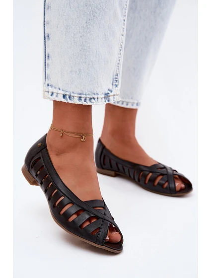 Kožené Baletky S Otevřenými Prsty Maciejka 06908-29/001-1 Hnědé Kožené Baletky S Otevřenými Prsty Maciejka 06908-29/001-1 Hnědé