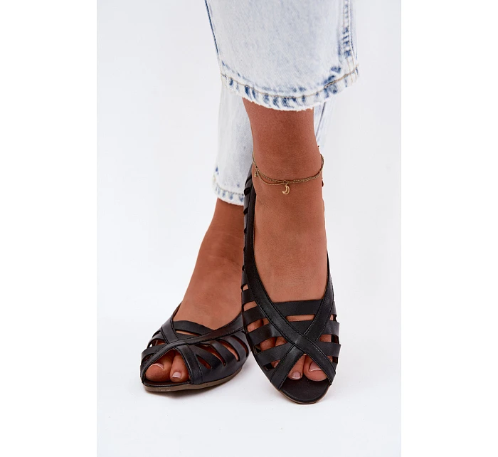 Kožené Baletky S Otevřenými Prsty Maciejka 06908-29/001-1 Hnědé Kožené Baletky S Otevřenými Prsty Maciejka 06908-29/001-1 Hnědé