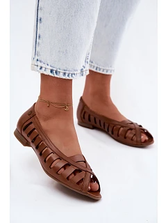 Kožené síťované baleríny Maciejka P7540-29 Hnědé