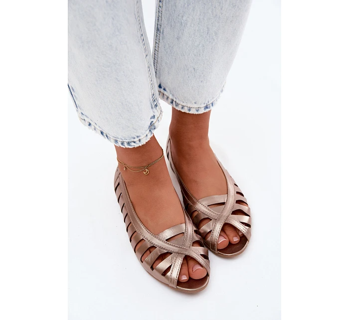 Kožené prolamované baleríny Maciejka P7540-25 Zlaté Kožené prolamované baleríny Maciejka P7540-25 Zlaté