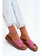 Kožené semišové dámské pantofle model 22120793 Růžové - Maciejka