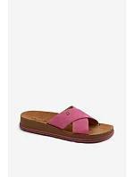 Kožené semišové dámské pantofle model 22120793 Růžové - Maciejka