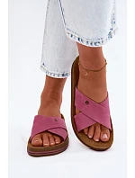 Kožené semišové dámské pantofle model 22120793 Růžové - Maciejka