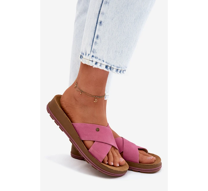 Kožené semišové dámské pantofle Maciejka P7504-15 Růžové Kožené semišové dámské pantofle Maciejka P7504-15 Růžové