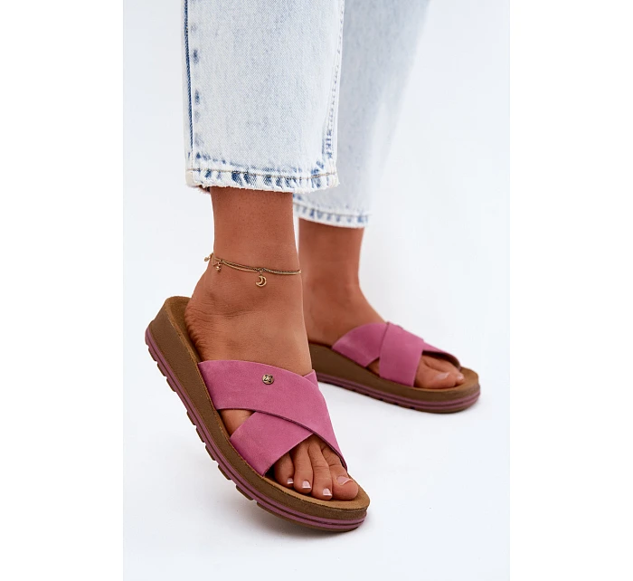 Kožené semišové dámské pantofle Maciejka P7504-15 Růžové Kožené semišové dámské pantofle Maciejka P7504-15 Růžové